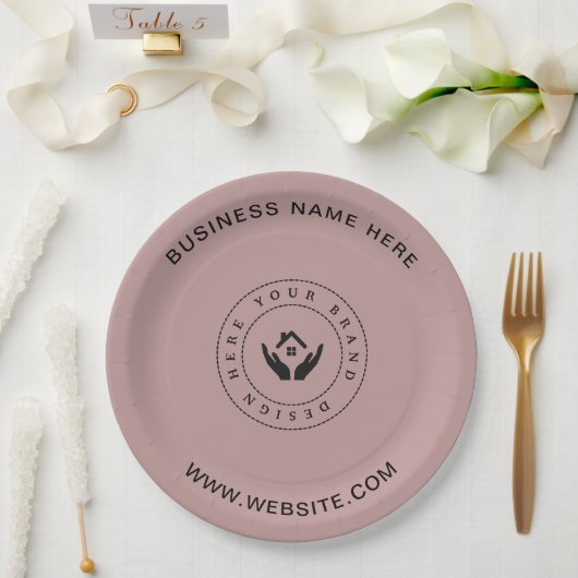 Eenvoudige Minimalistische Aangepaste Logo & Tekst Papieren Bordje (Huwelijk)
