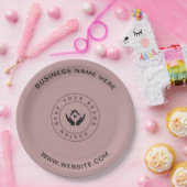 Eenvoudige Minimalistische Aangepaste Logo & Tekst Papieren Bordje (Feest)