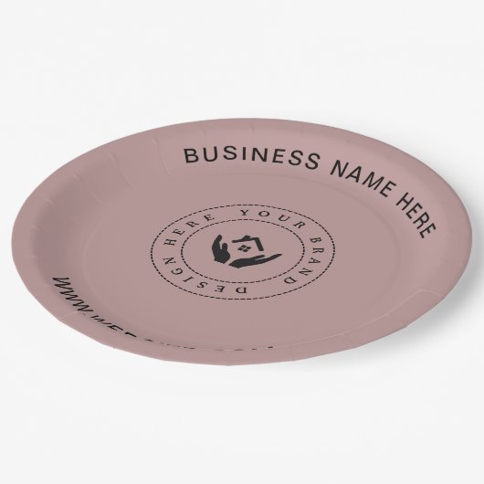 Eenvoudige Minimalistische Aangepaste Logo & Tekst Papieren Bordje (Gekanteld)
