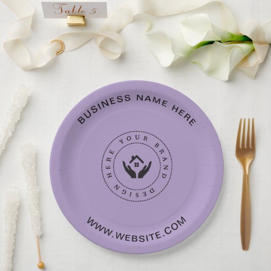 Eenvoudige Minimalistische Aangepaste Logo & Tekst Papieren Bordje (Huwelijk)