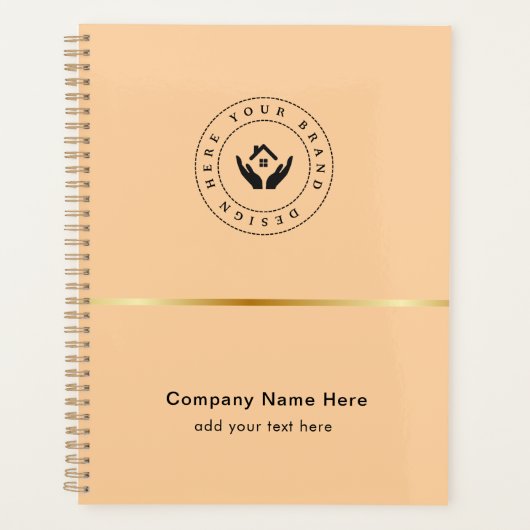Eenvoudige Minimalistische Aangepaste Logo & Tekst Planner (Voorkant)