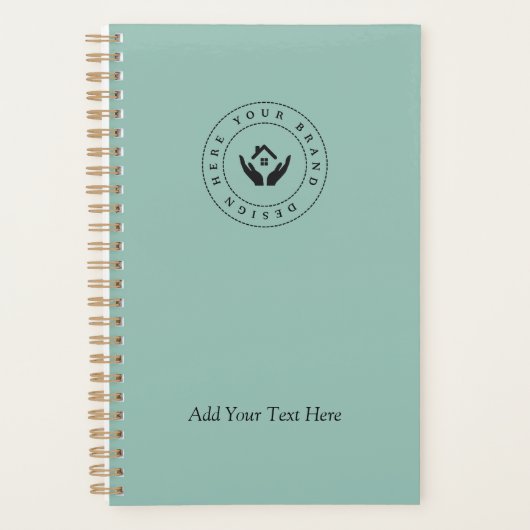Eenvoudige Minimalistische Aangepaste Logo & Tekst Planner (Voorkant)