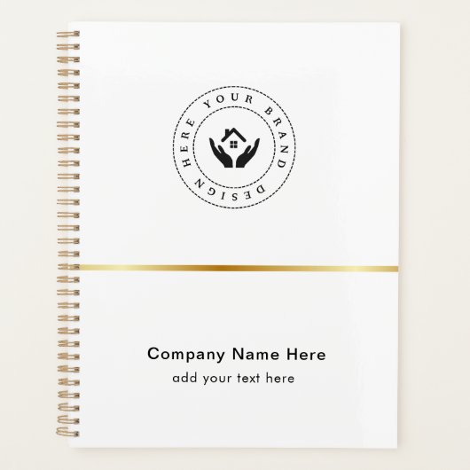 Eenvoudige Minimalistische Aangepaste Logo & Tekst Planner (Voorkant)