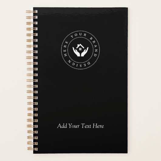 Eenvoudige Minimalistische Aangepaste Logo & Tekst Planner (Voorkant)
