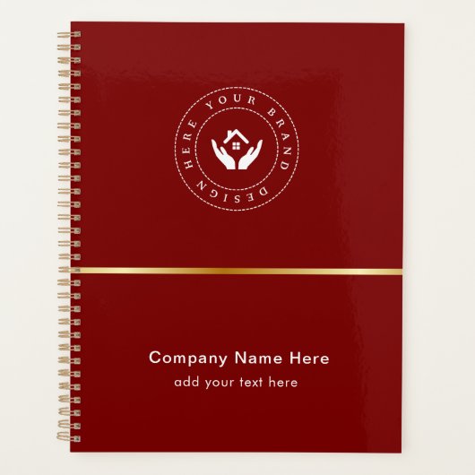 Eenvoudige Minimalistische Aangepaste Logo & Tekst Planner (Voorkant)