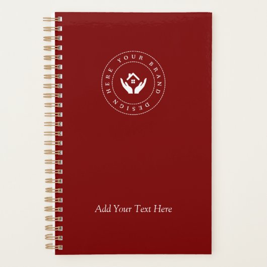 Eenvoudige Minimalistische Aangepaste Logo & Tekst Planner (Voorkant)