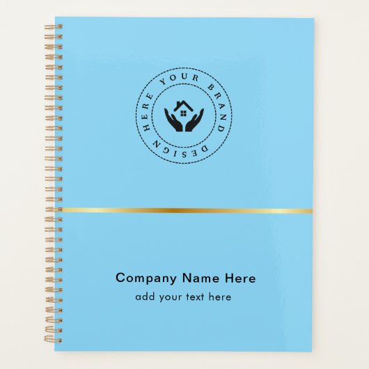 Eenvoudige Minimalistische Aangepaste Logo & Tekst Planner (Voorkant)