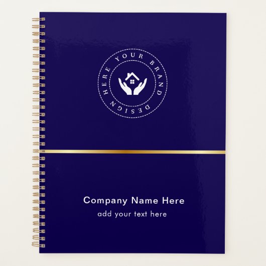 Eenvoudige Minimalistische Aangepaste Logo & Tekst Planner (Voorkant)