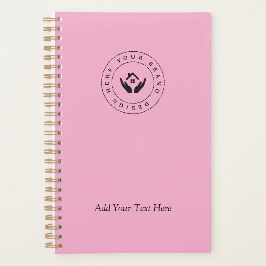 Eenvoudige Minimalistische Aangepaste Logo & Tekst Planner (Voorkant)