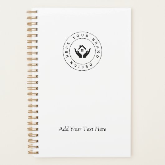 Eenvoudige Minimalistische Aangepaste Logo & Tekst Planner (Voorkant)