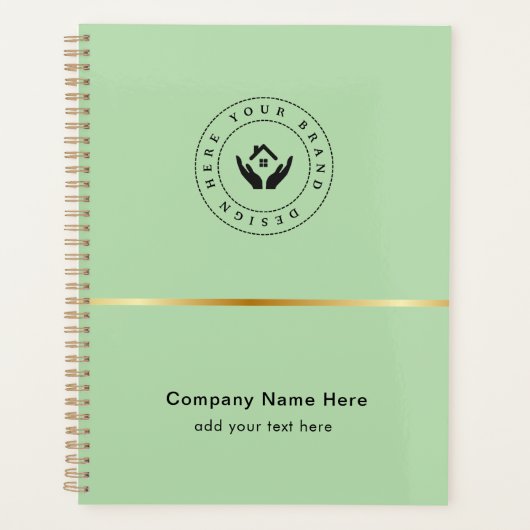 Eenvoudige Minimalistische Aangepaste Logo & Tekst Planner (Voorkant)