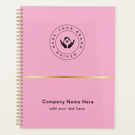 Eenvoudige Minimalistische Aangepaste Logo & Tekst Planner (Voorkant)