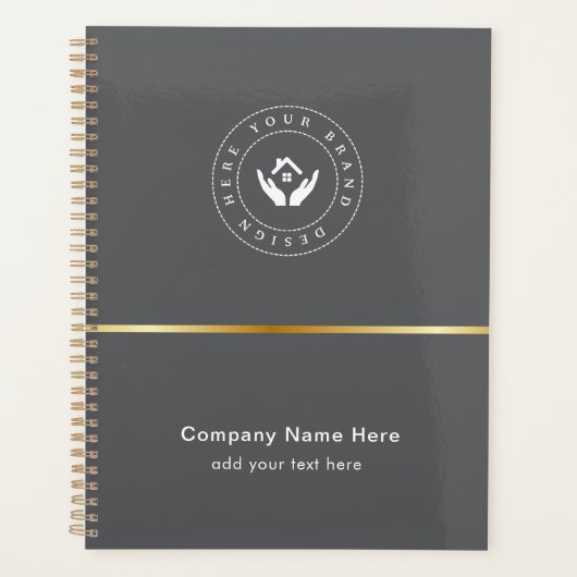 Eenvoudige Minimalistische Aangepaste Logo & Tekst Planner (Voorkant)