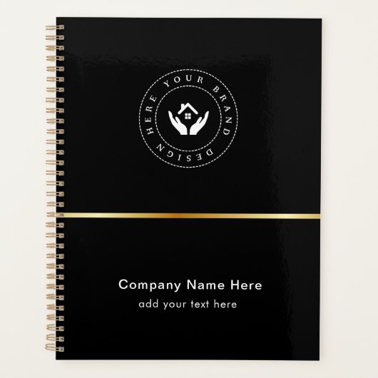 Eenvoudige Minimalistische Aangepaste Logo & Tekst Planner (Voorkant)