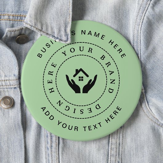 Eenvoudige Minimalistische Aangepaste Logo & Tekst Ronde Button 6,0 Cm (In situ)