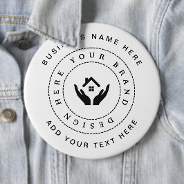 Eenvoudige Minimalistische Aangepaste Logo & Tekst Ronde Button 6,0 Cm