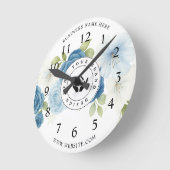 Eenvoudige Minimalistische Aangepaste Logo & Tekst Ronde Klok (Hoek)