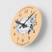 Eenvoudige Minimalistische Aangepaste Logo & Tekst Ronde Klok (Hoek)