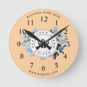 Eenvoudige Minimalistische Aangepaste Logo & Tekst Ronde Klok (Voorkant)