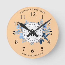 Eenvoudige Minimalistische Aangepaste Logo & Tekst Ronde Klok