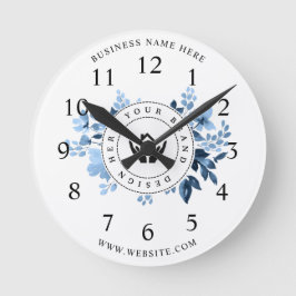 Eenvoudige Minimalistische Aangepaste Logo & Tekst Ronde Klok