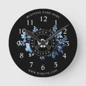 Eenvoudige Minimalistische Aangepaste Logo & Tekst Ronde Klok (Voorkant)