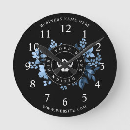 Eenvoudige Minimalistische Aangepaste Logo & Tekst Ronde Klok