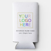 Eenvoudige Minimalistische Aangepaste Logo & Tekst Seltzer Blikjeskoeler (Achterkant)