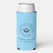 Eenvoudige Minimalistische Aangepaste Logo & Tekst Seltzer Blikjeskoeler (Seltzer Voorkant)