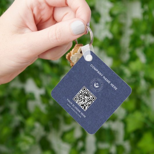 Eenvoudige Minimalistische Aangepaste Logo & Tekst Sleutelhanger (Hand)