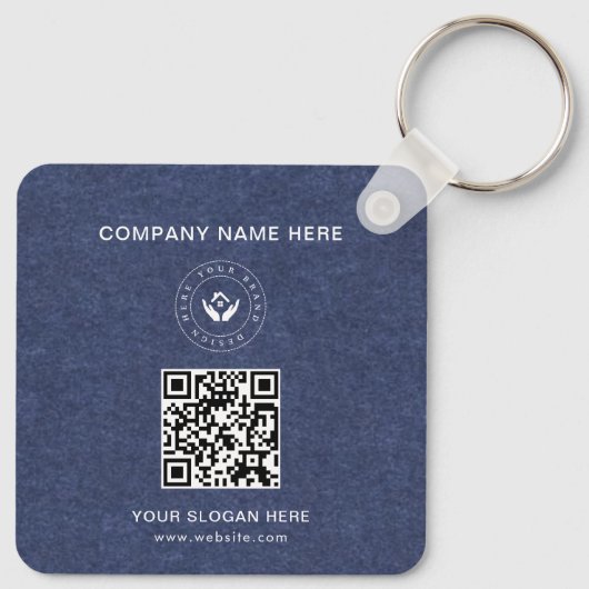 Eenvoudige Minimalistische Aangepaste Logo & Tekst Sleutelhanger (Achterkant)