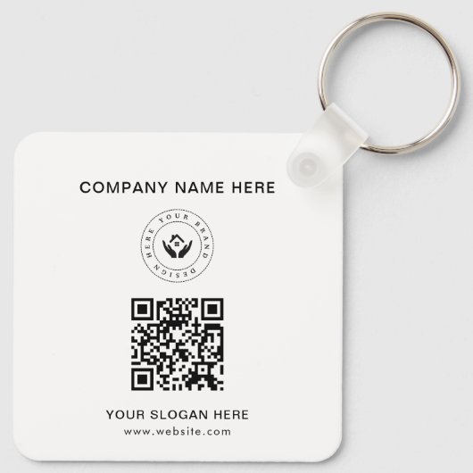 Eenvoudige Minimalistische Aangepaste Logo & Tekst Sleutelhanger (Achterkant)