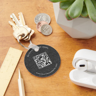 Eenvoudige Minimalistische Aangepaste Logo & Tekst Sleutelhanger