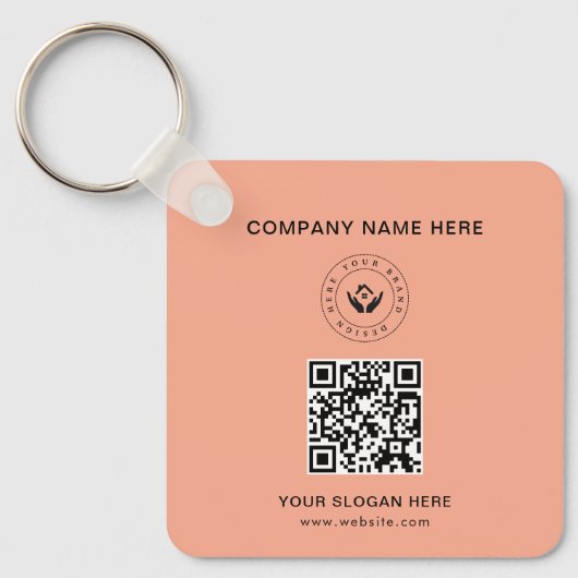 Eenvoudige Minimalistische Aangepaste Logo & Tekst Sleutelhanger (Voorkant)