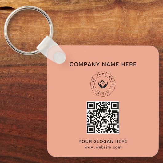 Eenvoudige Minimalistische Aangepaste Logo & Tekst Sleutelhanger (Voorkant)