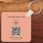 Eenvoudige Minimalistische Aangepaste Logo & Tekst Sleutelhanger (Achterkant)