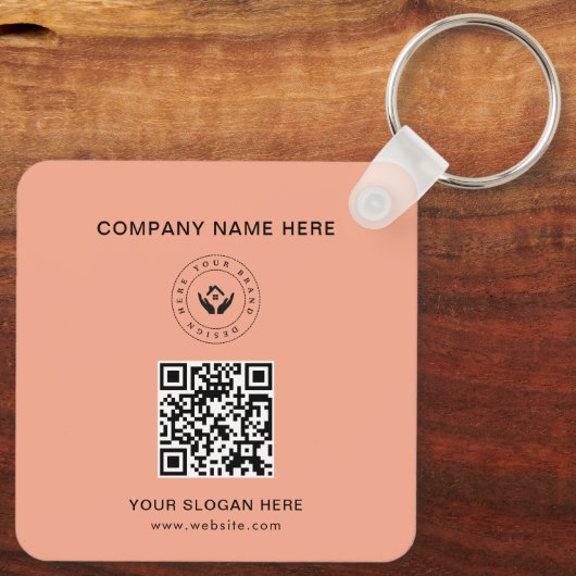 Eenvoudige Minimalistische Aangepaste Logo & Tekst Sleutelhanger (Achterkant)