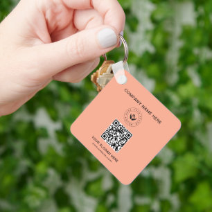 Eenvoudige Minimalistische Aangepaste Logo & Tekst Sleutelhanger