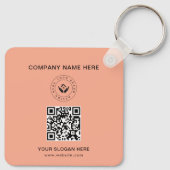 Eenvoudige Minimalistische Aangepaste Logo & Tekst Sleutelhanger (Achterkant)