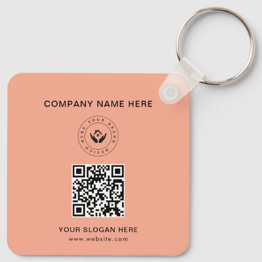 Eenvoudige Minimalistische Aangepaste Logo & Tekst Sleutelhanger (Achterkant)