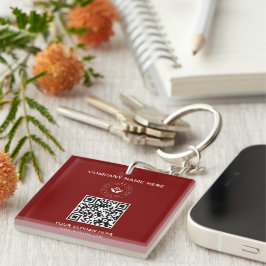 Eenvoudige Minimalistische Aangepaste Logo & Tekst Sleutelhanger