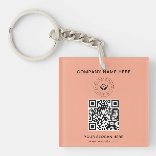 Eenvoudige Minimalistische Aangepaste Logo & Tekst Sleutelhanger (voorkant)