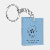 Eenvoudige Minimalistische Aangepaste Logo & Tekst Sleutelhanger (Voorkant Links)