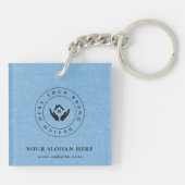 Eenvoudige Minimalistische Aangepaste Logo & Tekst Sleutelhanger (Achterkant)