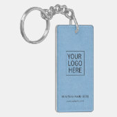 Eenvoudige Minimalistische Aangepaste Logo & Tekst Sleutelhanger (Voorkant Links)