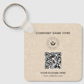 Eenvoudige Minimalistische Aangepaste Logo & Tekst Sleutelhanger (Voorkant)