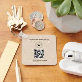 Eenvoudige Minimalistische Aangepaste Logo & Tekst Sleutelhanger