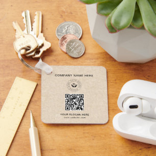 Eenvoudige Minimalistische Aangepaste Logo & Tekst Sleutelhanger