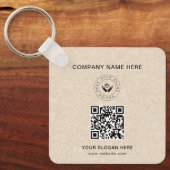 Eenvoudige Minimalistische Aangepaste Logo & Tekst Sleutelhanger (Voorkant)