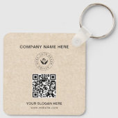 Eenvoudige Minimalistische Aangepaste Logo & Tekst Sleutelhanger (Achterkant)